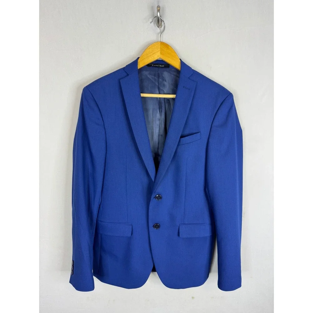 Zara Man Royal Blue Slim Fit Two Piece Suit Blazer 38 Pants 30X30